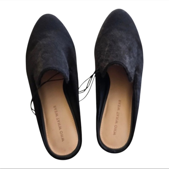 New Who What Wear Faux Fur Mules Flats Black Size 6.5 7.5 8.5 Comfort Slides - Picture 4 of 14